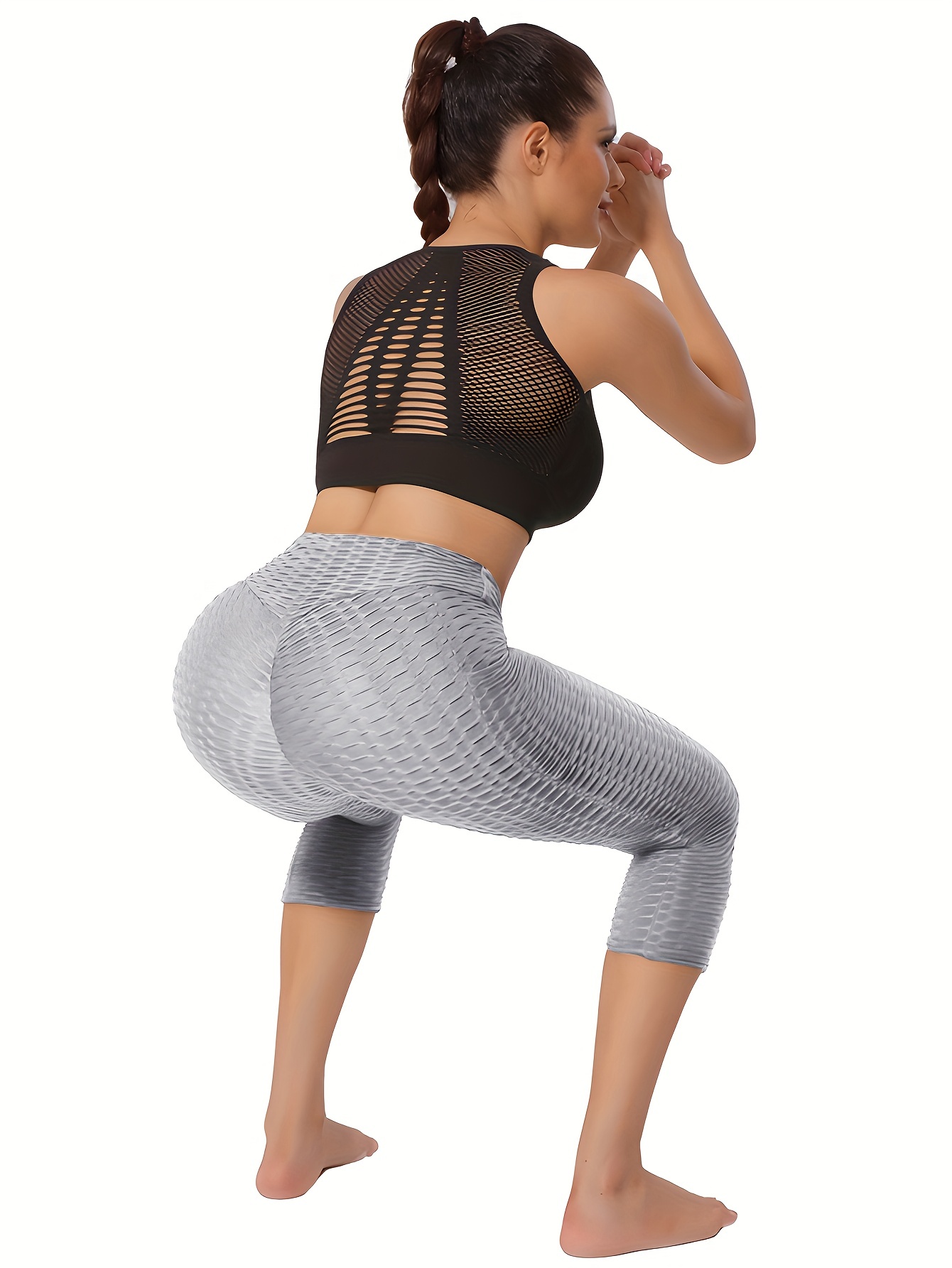 Womens Honeycomb Pocket -Lift Fitness Stretch High Waist Sports Tight Yoga  Pants