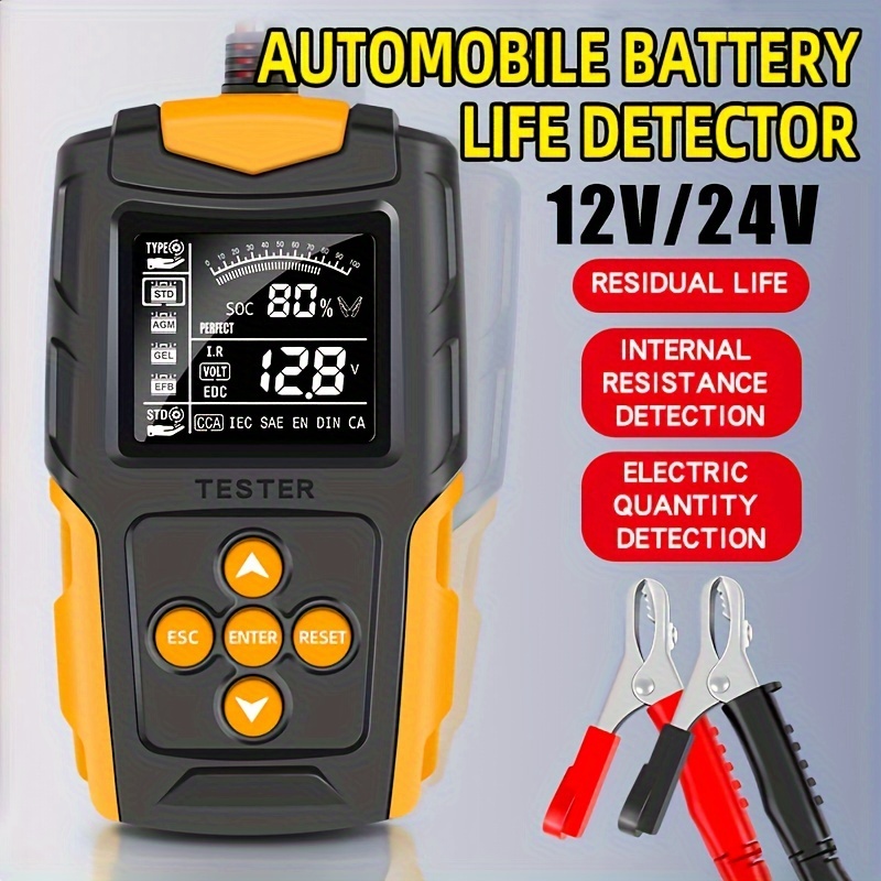 

Car Battery Tester Analyzer 12v 24v Vrla Gel Agm Automotive Quick Load Plug Cranking Test Diagnostic Tools, For Motorcycle Cca Battery System Detect