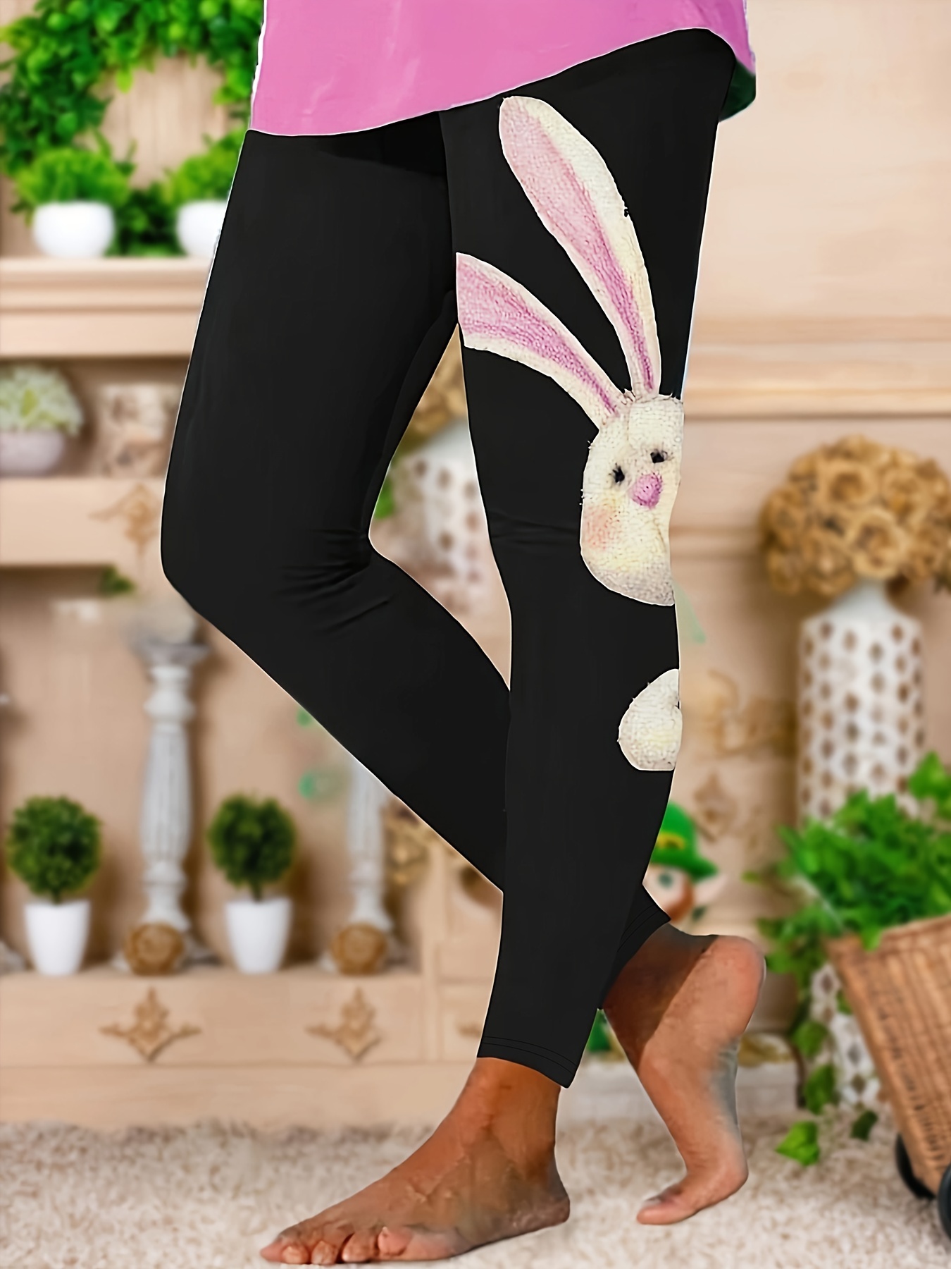 DENGDENG Easter Leggings for Women Tummy Control Easter Eggs Bunny Rabbit  Workout Yoga Pant Soft Print High Waisted Tights Stretchy Leggings Light