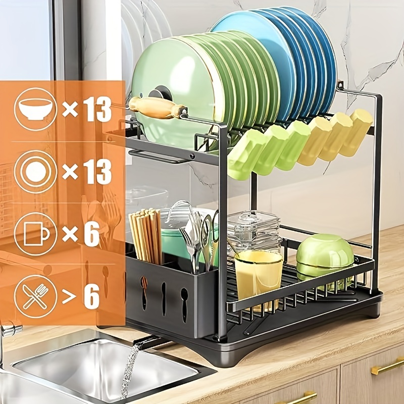 Dish Drying Rack For Kitchen Counter 2 tier Rust proof Dish - Temu