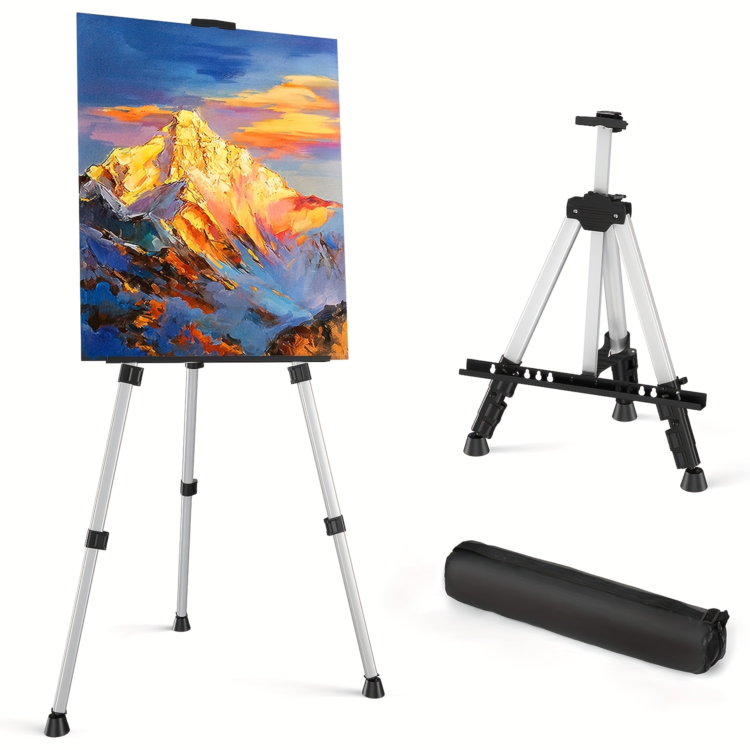 MEEDEN Metal Easel Stand for Painting & Display - 63 Tall Adjustable  Instant Folding Tripod Easels with Bag for Wedding Signs, Presentations,  Canvas