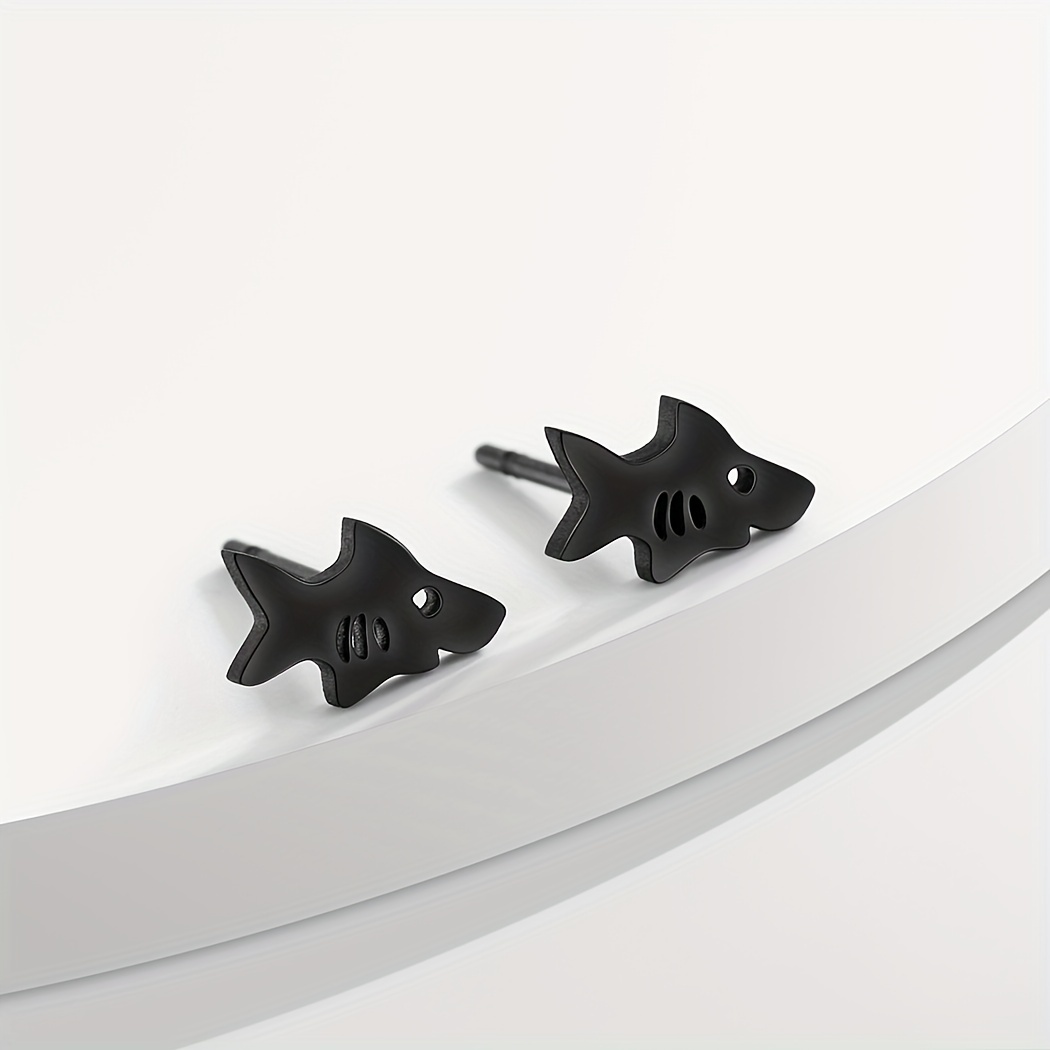 1pair Cute Vintage Animal Shark Stud Earrings for Men,Temu