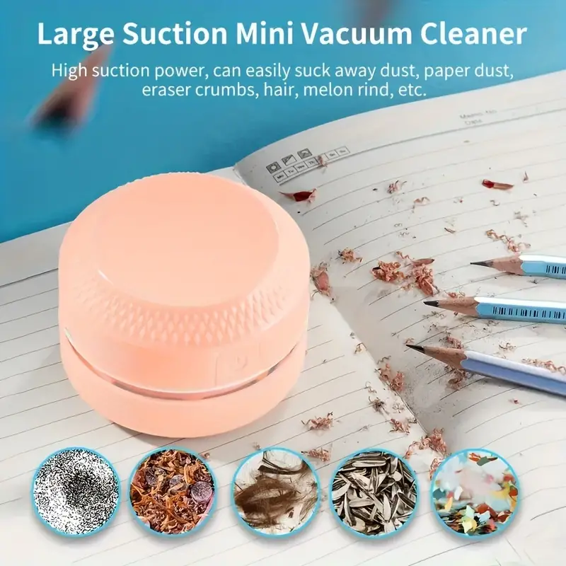 1pc Mini Desktop Vacuum Cleaner And AA Batteries NOT Including Powered Keyboard Cleaner For Home School Office Keyboard Cleaner Crumb Confetti Dust Hair 4