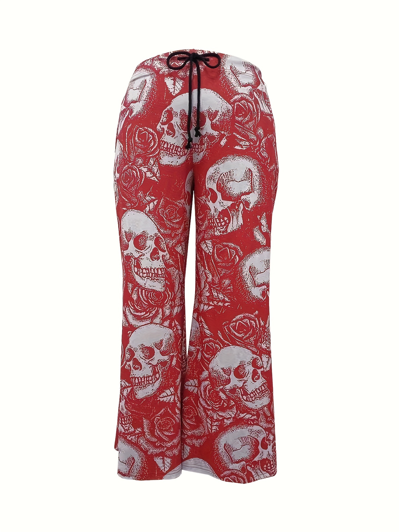 Plus Size Halloween Casual Pants Women's Plus Skull Print - Temu Canada