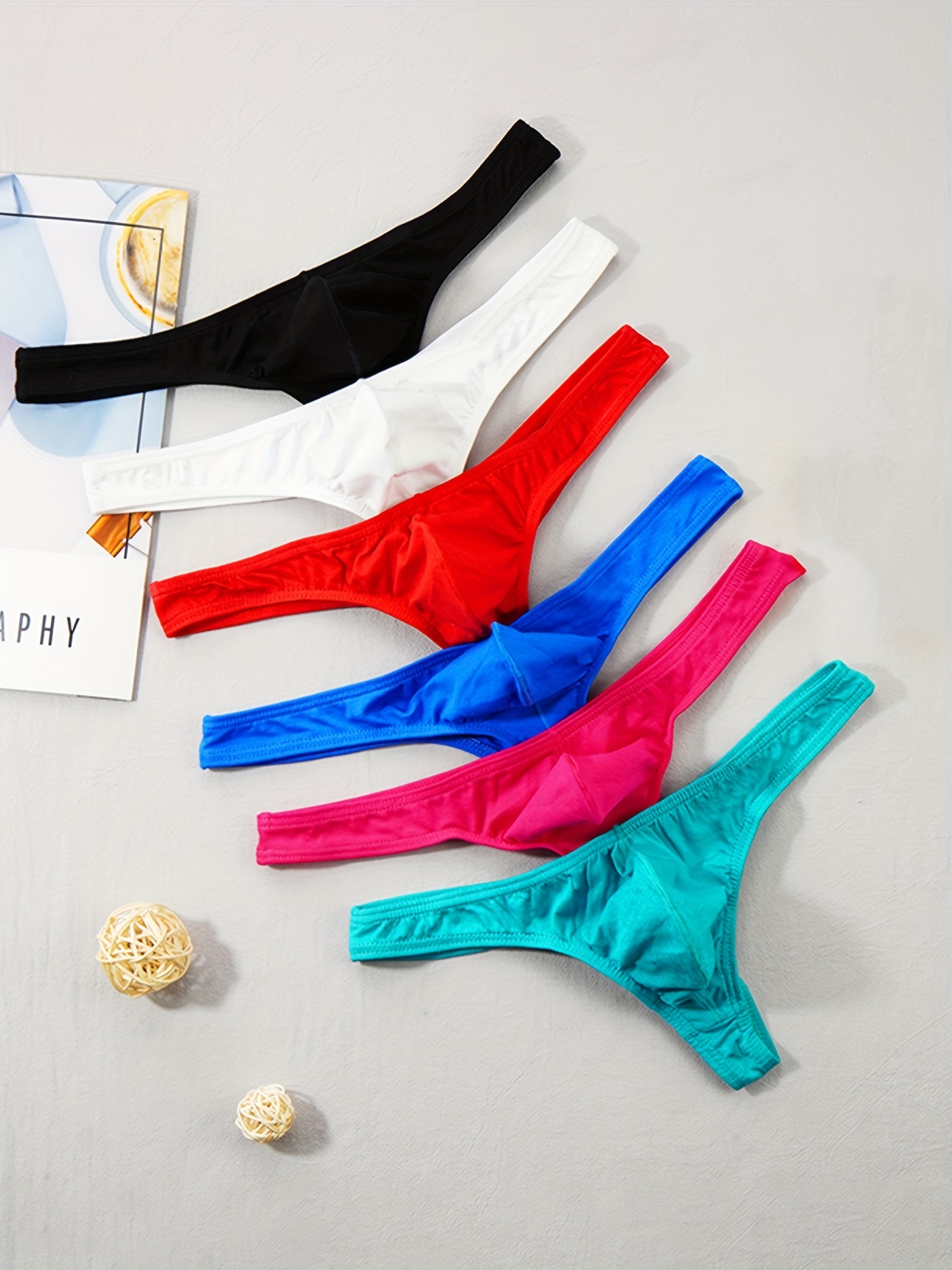 Men's Casual Plain Color Thongs Underwear Sexy Low Waist - Temu Canada