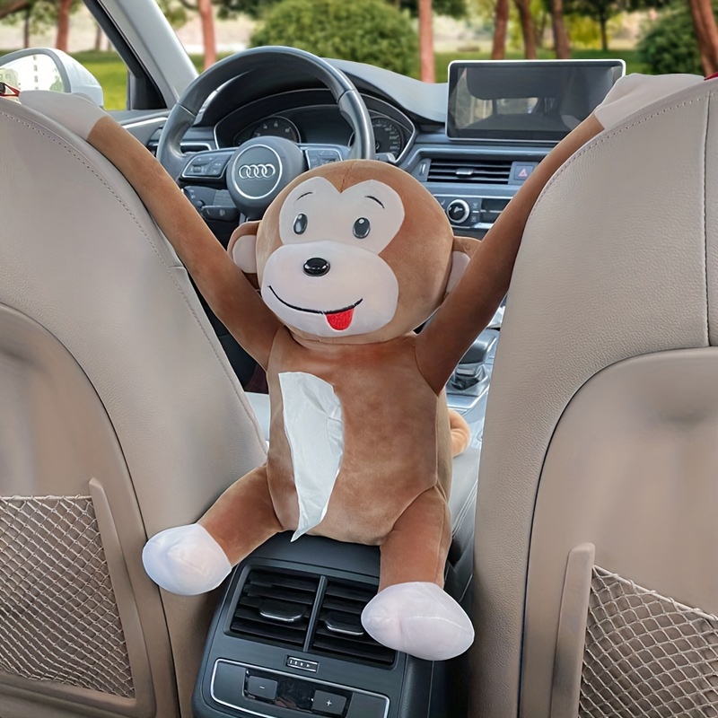 1pc Monkey Design Creative Car Tissue Box Holder, Cartoon Cute Car Hanging  Tissue Box, Car Interior Decoration For Girl