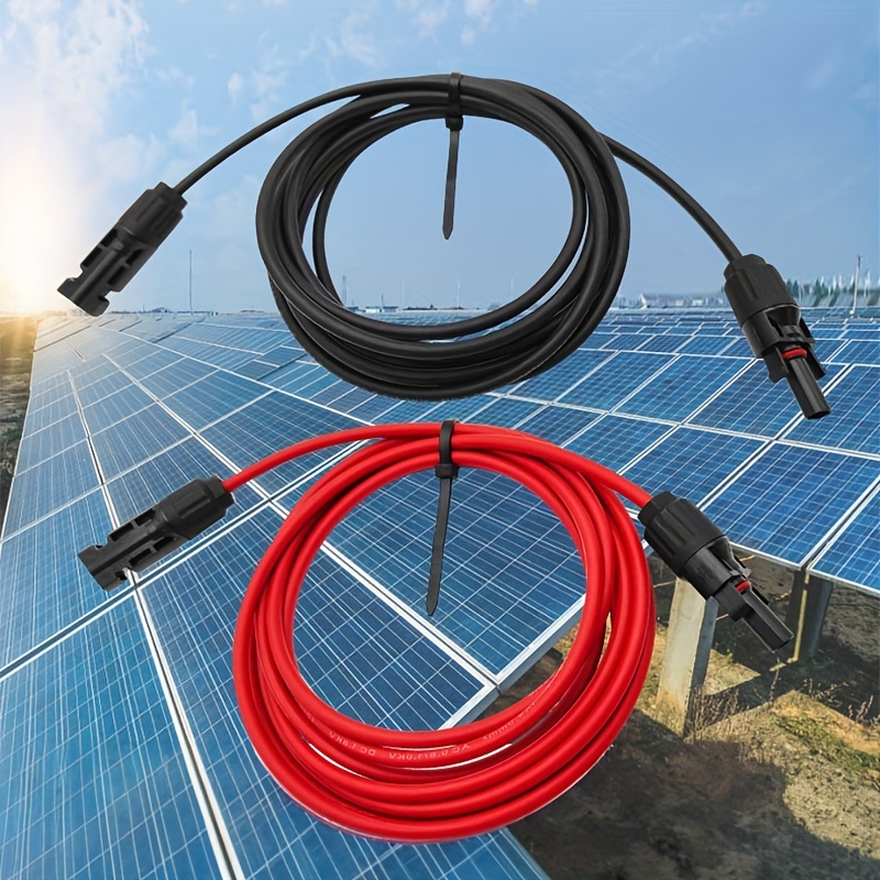 1pc Conexión 10awg 12awg Cable Extensión Solar Rojo + Negro - Temu