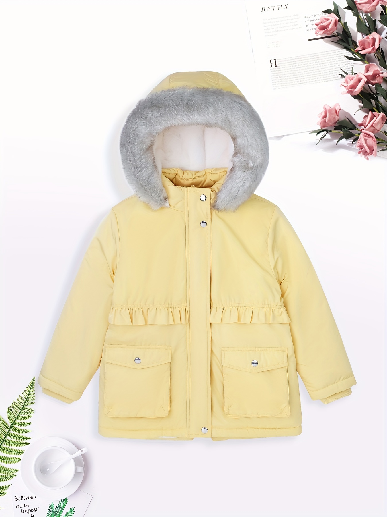 Maoo Gnarde Little Girls Winter Jacket Faux Fur Lining Soft - Temu
