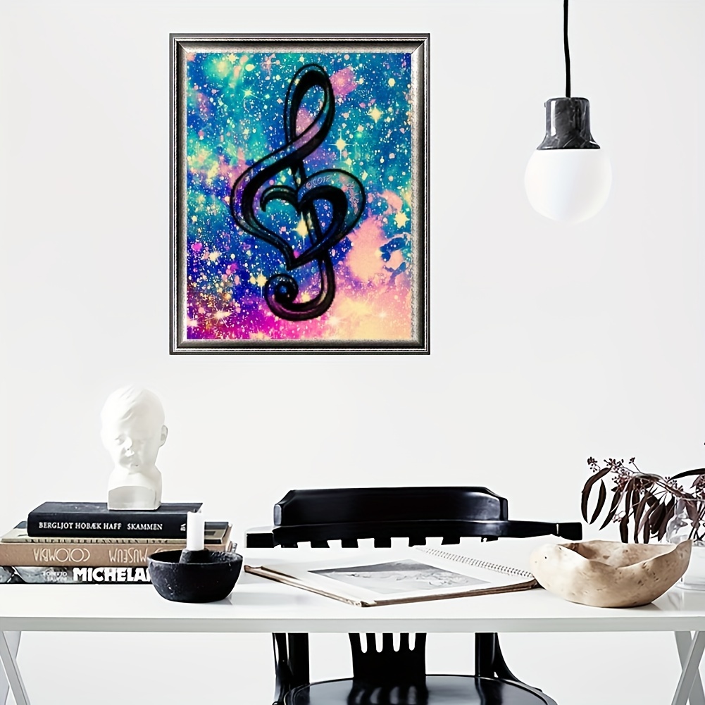  LEARTDYY Diamond Painting Vintage Music Note Retro Musical  Music Studio Harp Kit for Adults Diamond Art Painting by Number Kits Gem  Art Wall Home Decor 30x40cm/12x16in