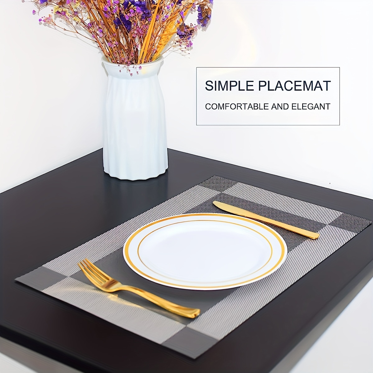 Placemats,Washable Vinyl Woven Table Mats,Elegant Placemats for
