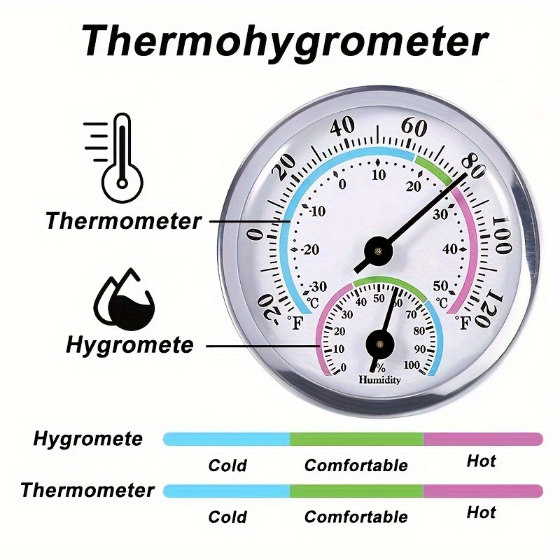 1pc, 9.84inch Indoor Thermometer, Large Outdoor Thermometers For Patio,  Round Wall Thermometer, No Battery Needed Hanging Thermometer