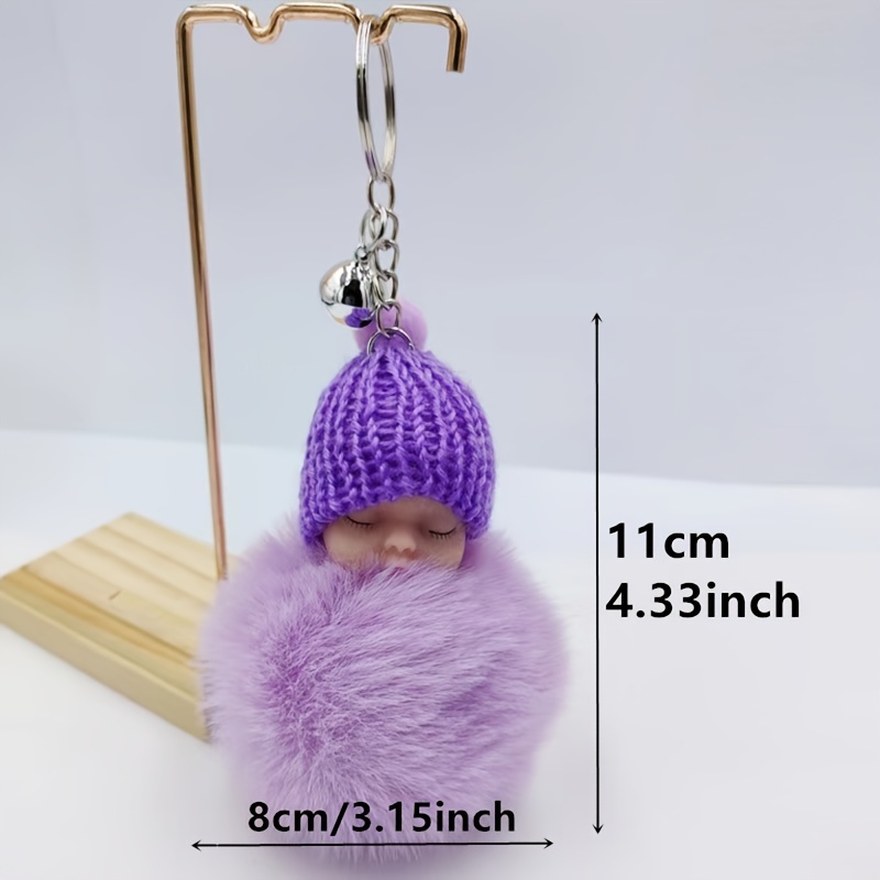 Heiheiup Pendant Baby Chains Bags PomPom Keyrings Cute Doll Key