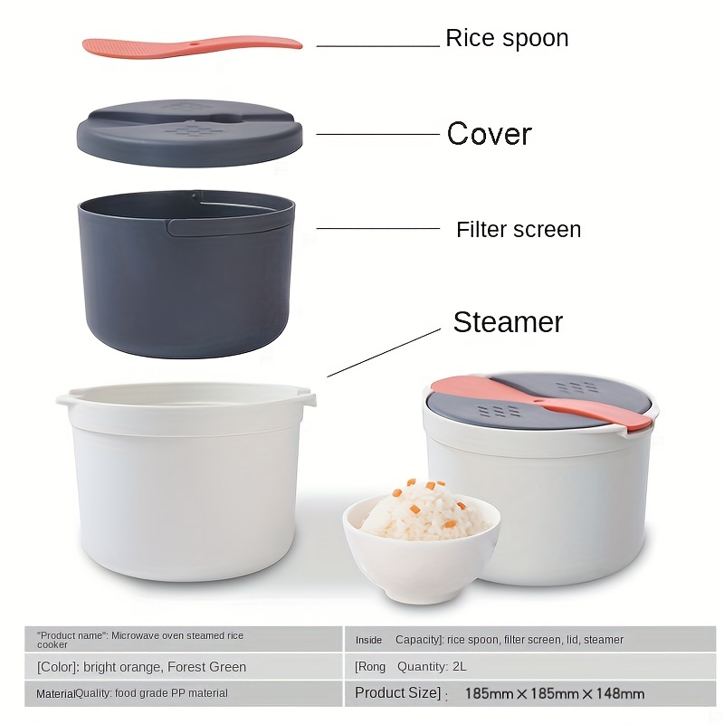 Multi-functional Microwave Rice Cooker Steamer, New Plastic Lunch