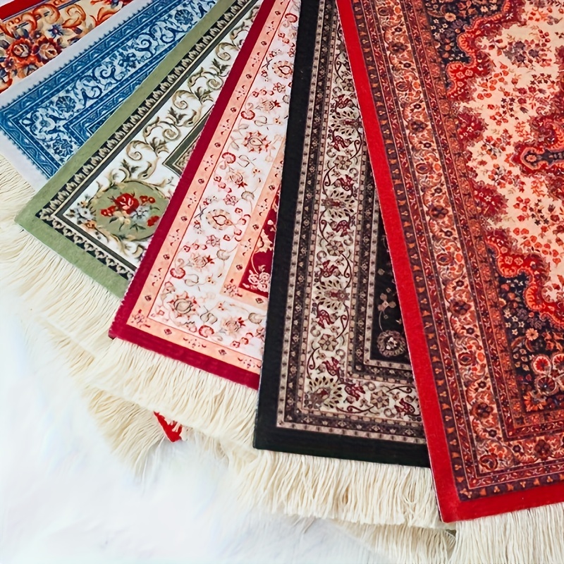 Mini tapis de souris tissé de style rétro persan avec bord, motif de tasse,  tapis d'ordinateur portable, décoration de bureau à domicile, artisanat -  AliExpress