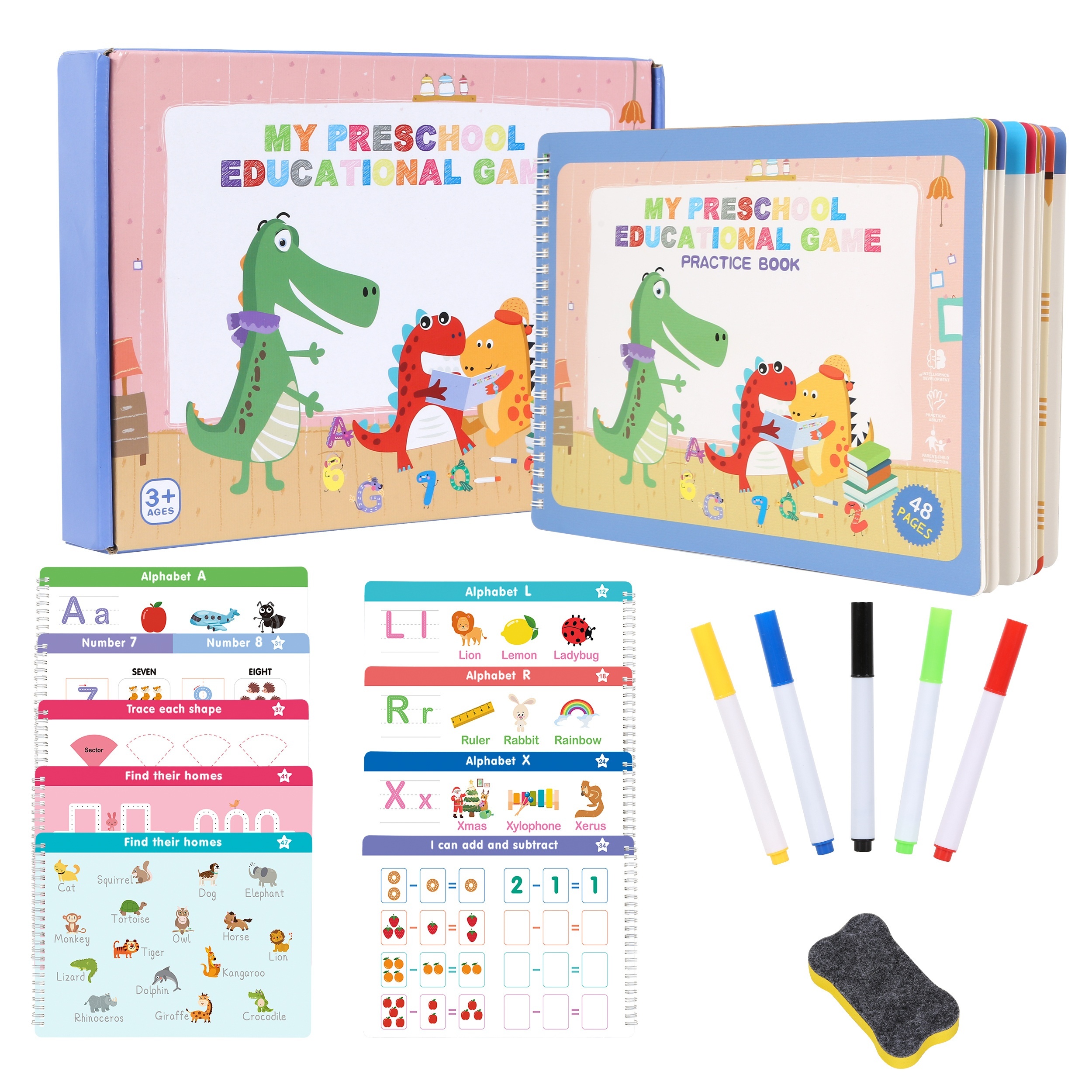  Dry Erase Letter Tracing Set For Kids Ages 3-5, Kids Learn  To Write Workbook, Toddler Writing Practice, Preschool Learning Activities  Tracing Numbers And Letter Education Toys Gift For Toddlers