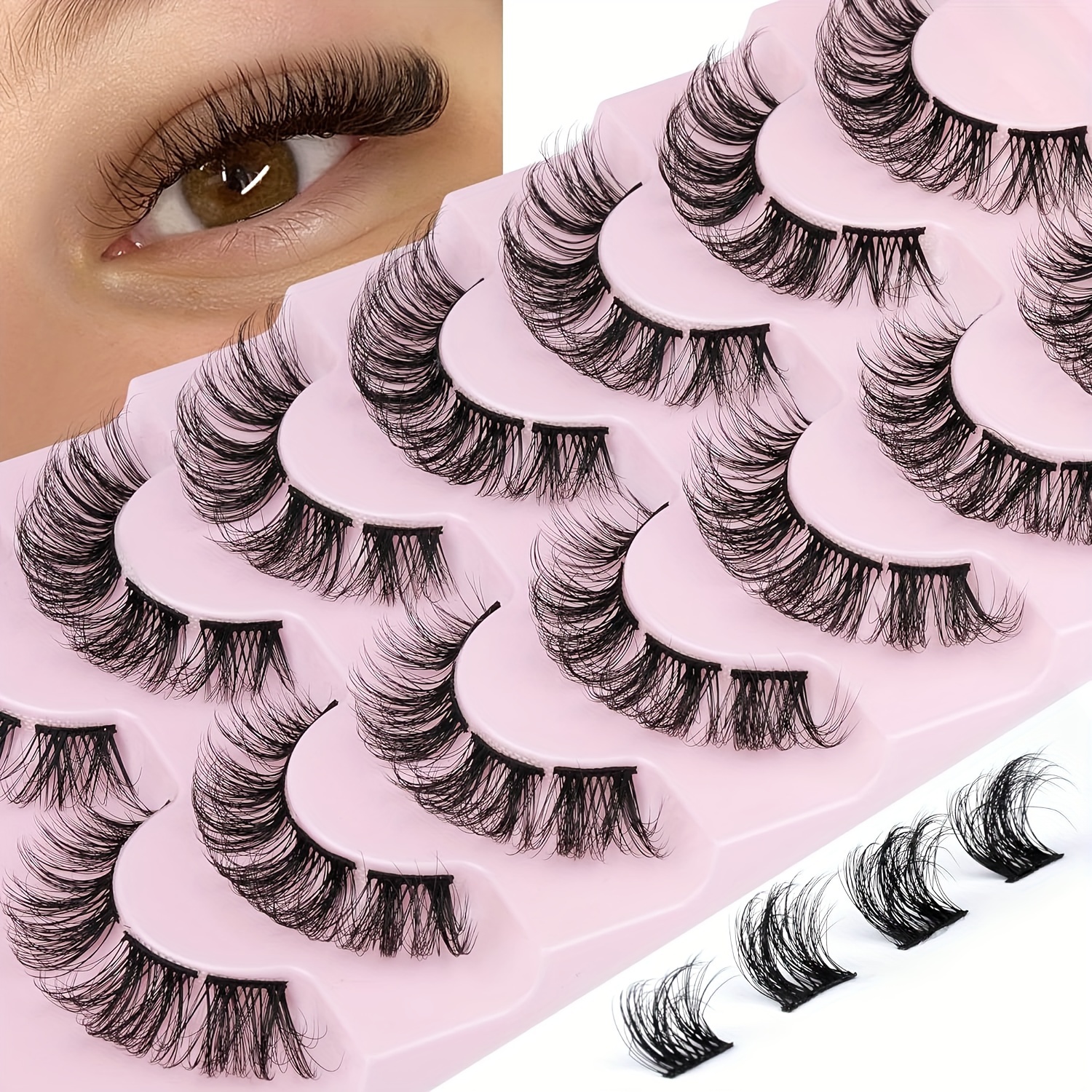 7 Pairs Of Cluster Eyelashes For Natural Curls, -, False Eyelashes That Extensions, 15mm 5d Fluffy Lashes