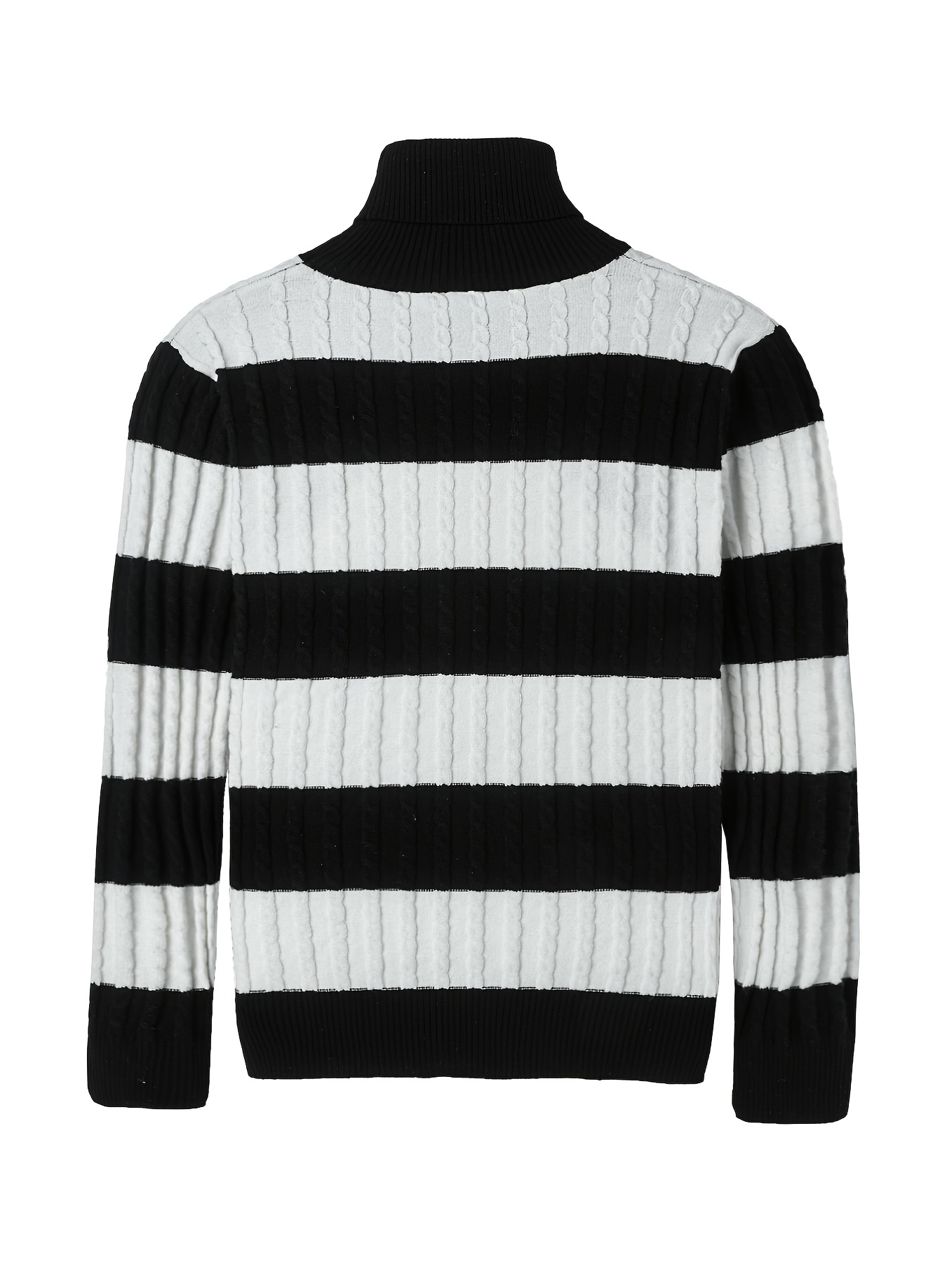 White Turtleneck Men Clothes Winter Sweater Men Coats Striped