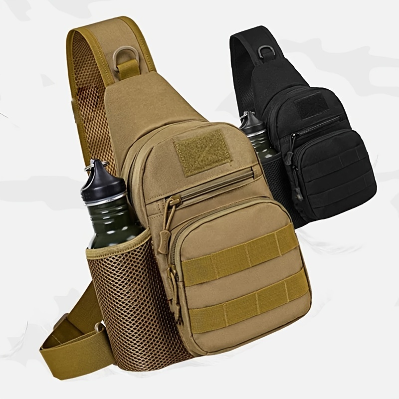 (Khaki) Tactical Army Shoulder/Men Sling Crossbody Molle Bags/Travel Hiking Hunting Military Backpack