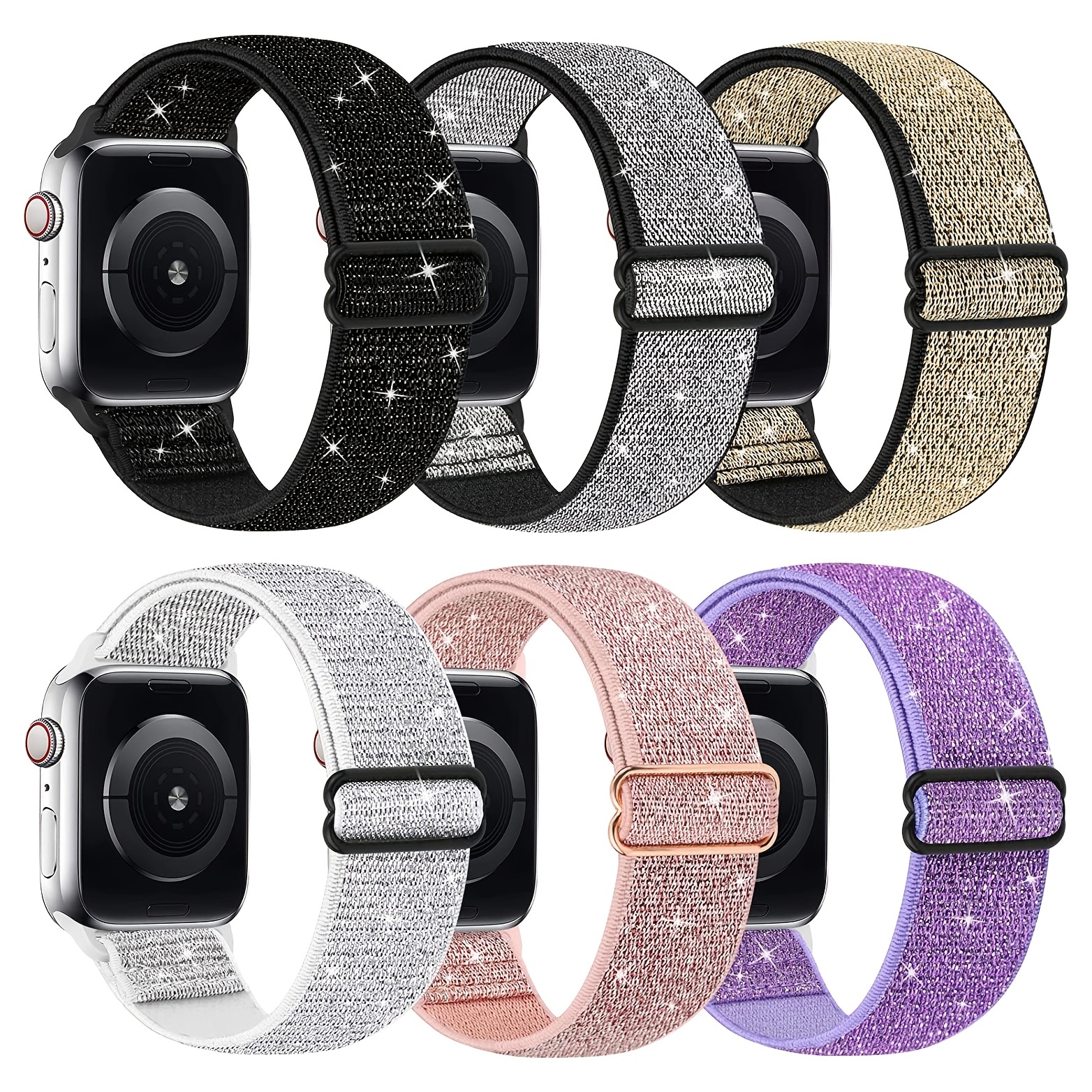 

Glittering Bright Color Watch Strap For 38/40/41/42/44/45/49mm, For Fitbit Versa 2/fitbit Versa 3, Without Watch