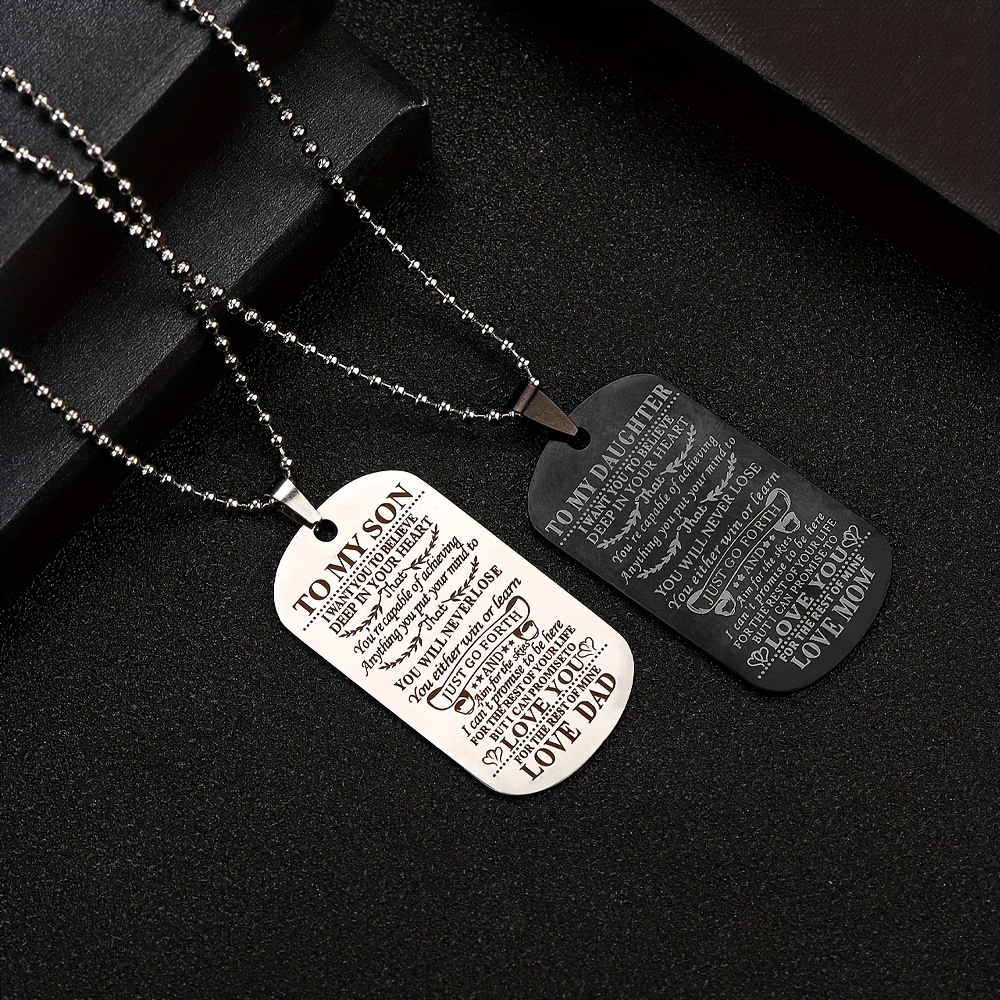 Stainless Steel Engraved Necklace Fashion Military Badge - Temu