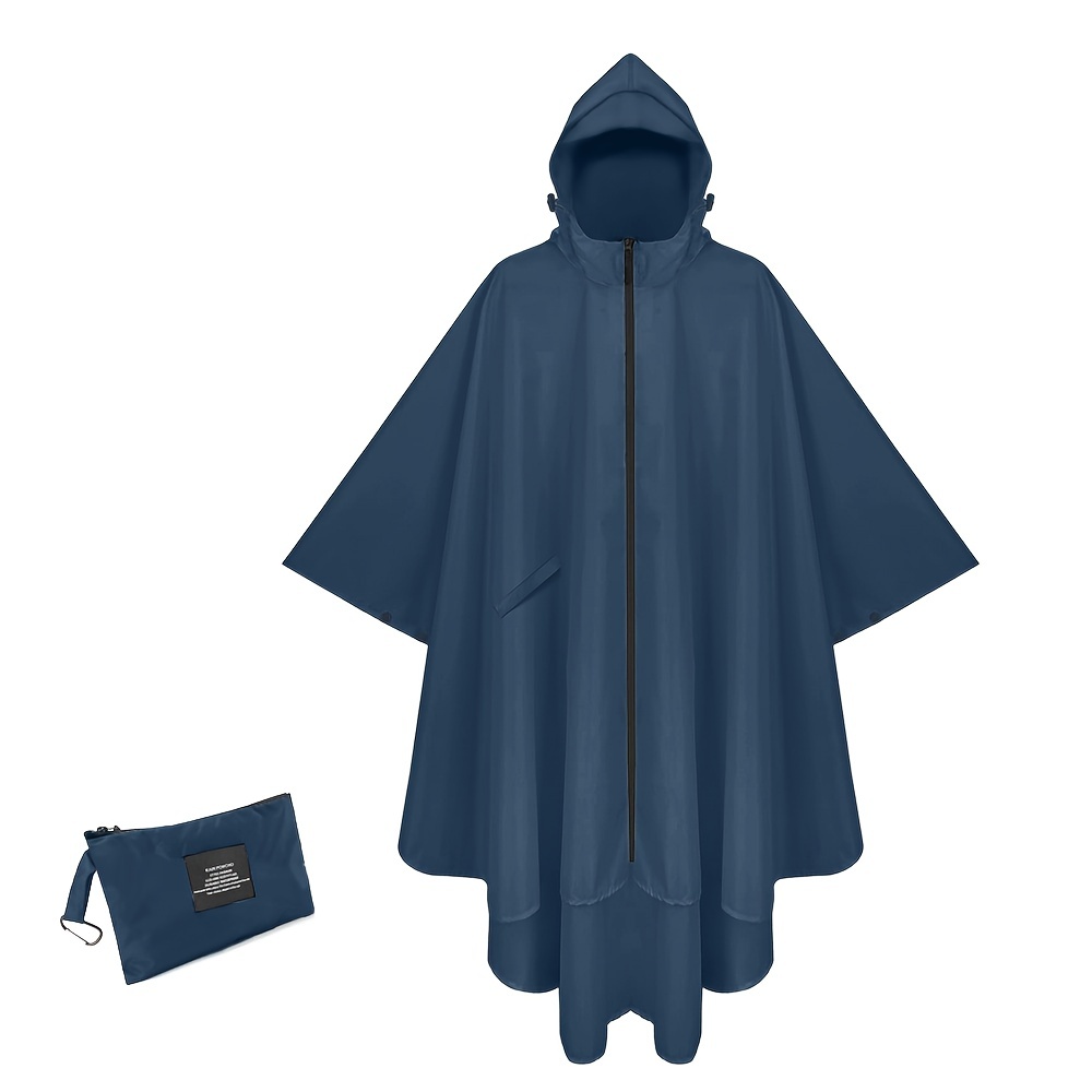 Chaqueta impermeable Poncho de lluvia con capucha para hombres y mujeres  adultos, cierre de cordón y botón a prueba , longitud de la Yinane Poncho
