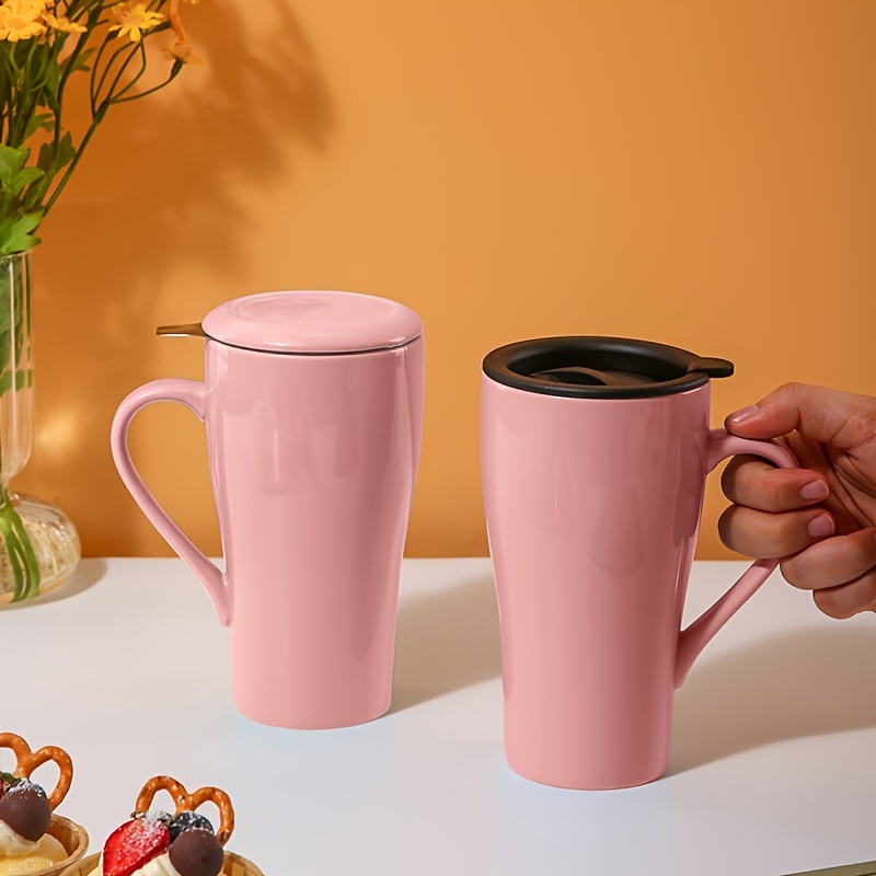 Tea Mug With Infuser Large Ceramic Coffee Mug With 2 Lids - Temu