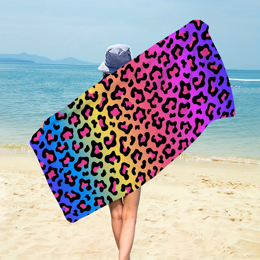 Toalla de playa de microfibra con estampado de piel de cebra y leopardo, de  secado rápido, extra grande de 31.5 x 63 pulgadas, sin arena, toallas