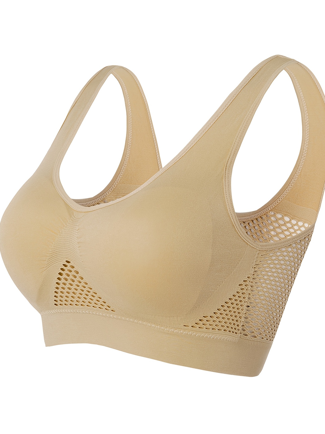 Wireless Bras for Women High Support Lightly Lined Bra No Underwire  Bralette Seamless Bra Back Smoothing Comfort T Shirt Bra, Beige, Large :  : Clothing, Shoes & Accessories