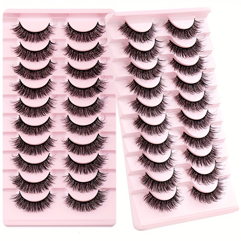 10 Pairs Fluffy False Eyelashes Dramatic Look Thick Curly Faux Mink Lashes