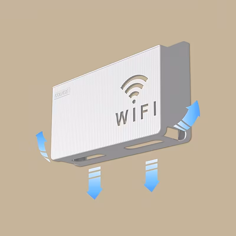 wireless router holder no drill wall mount storage box polished multi purpose organizer for home office utility hooks Product details 4