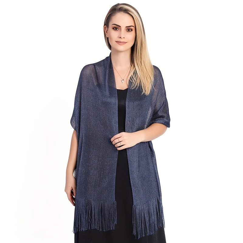 Glitter Tassel Shawl Solid Thin Wrap Cape Classic Decorative Shawls