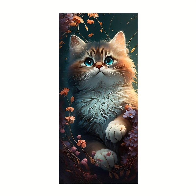 

Flower Cat Diamond Painting Kit 5d Diamond Art Set, With Diamond Gemstone Painting Art And Crafts Home Wall Decoration