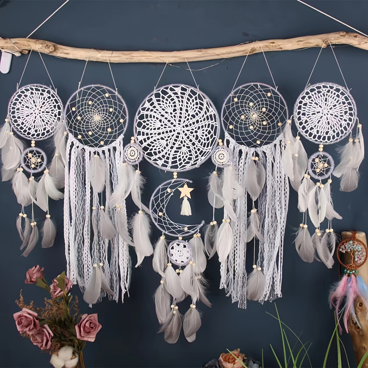 DIY Dream Catcher Making Kit, Macrame Dream Catcher Craft Supplies for Kids  Bedroom Wall Decor Nursery Baby Room Hanging Wedding Ornaments Party