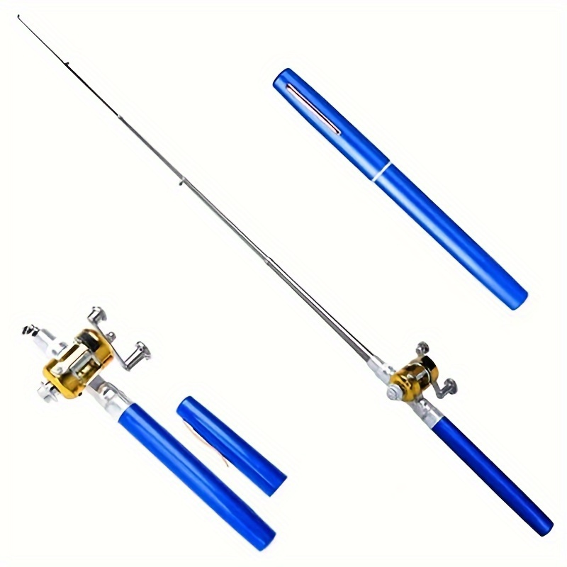 Limei Pen Fishing Rod Reel Combo Set Premium Mini Pocket Collapsible  Fishing Pole Kit Telescopic Fishing Rod + Spinning Reel Combo Kit (Golden)  