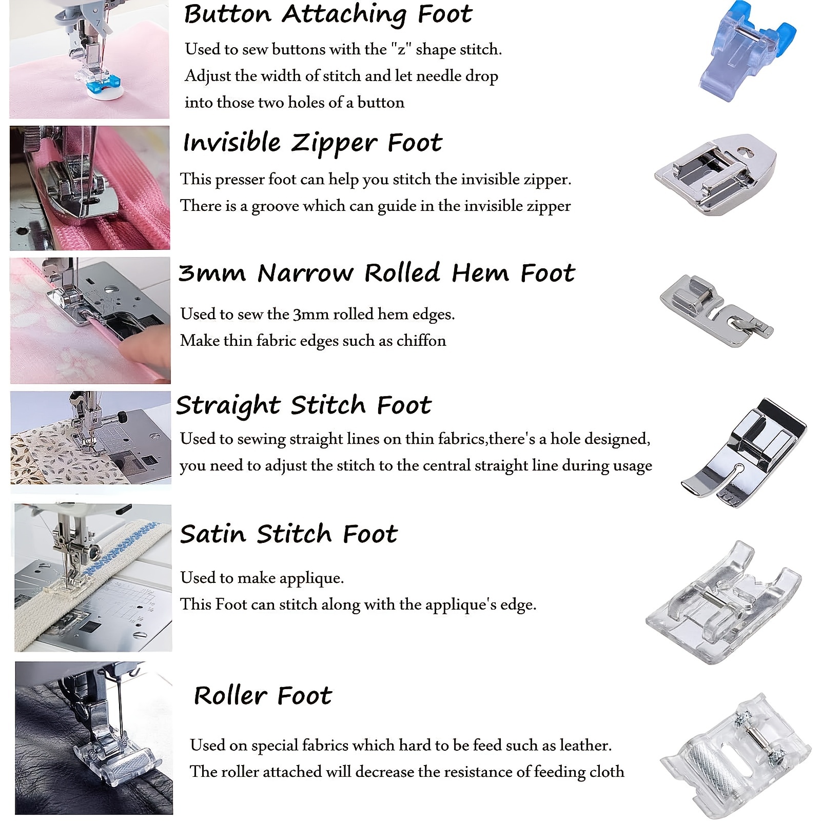  12 Pieces Sewing Machine Presser Foot Set Sewing Machine Spare  Parts Accessories Multifunctional Sewing Foot Presser for Most Sewing  Machines : Arts, Crafts & Sewing