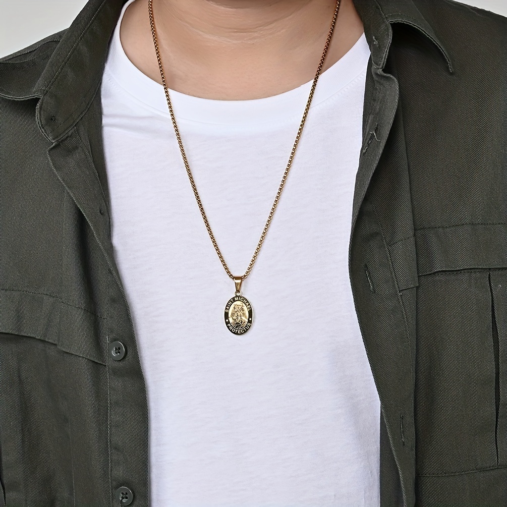 Men's Saint Michael Stainless Steel Pendant Necklace