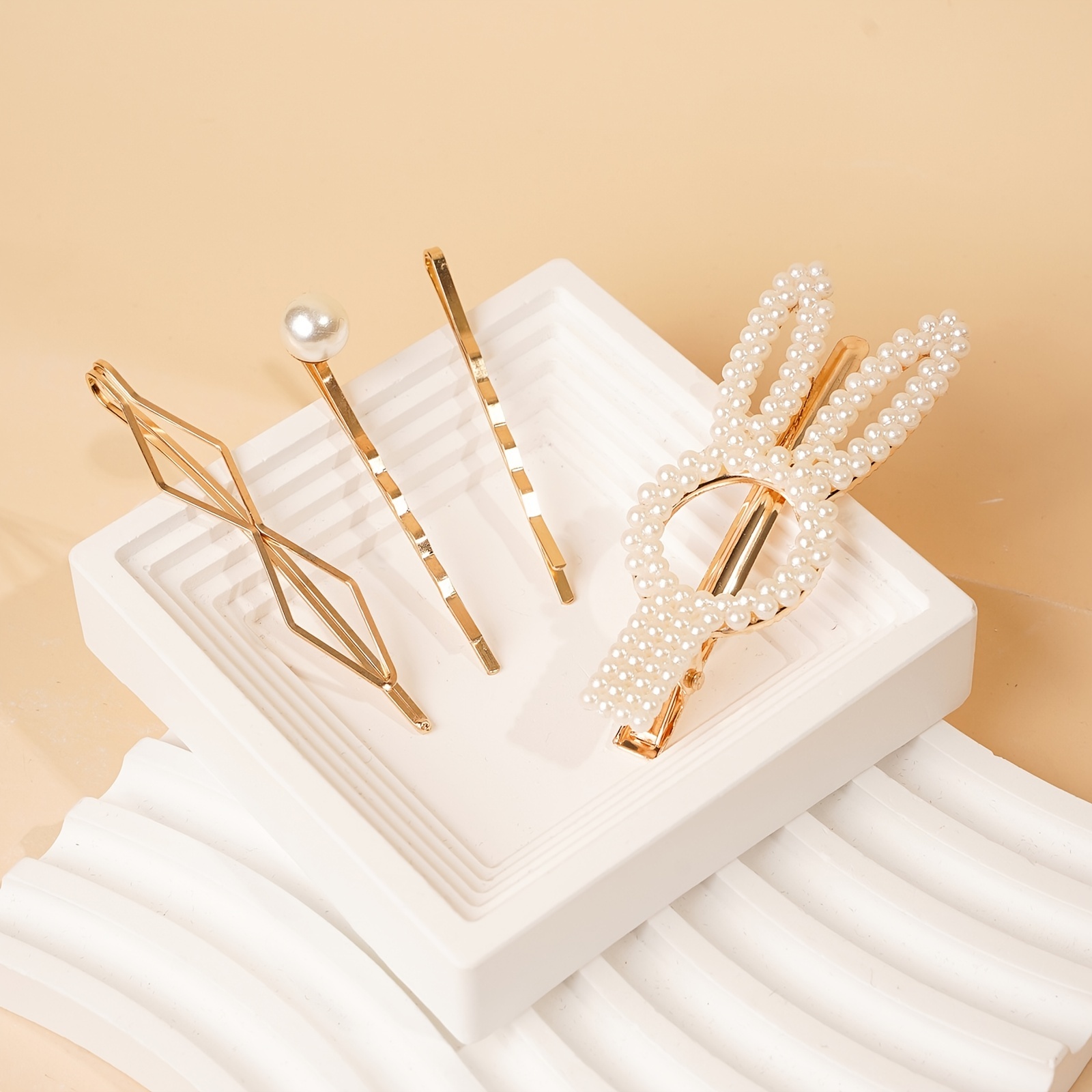 12pc Faux Pearl Rhinestone Bobby Pin Hair Accessories Set