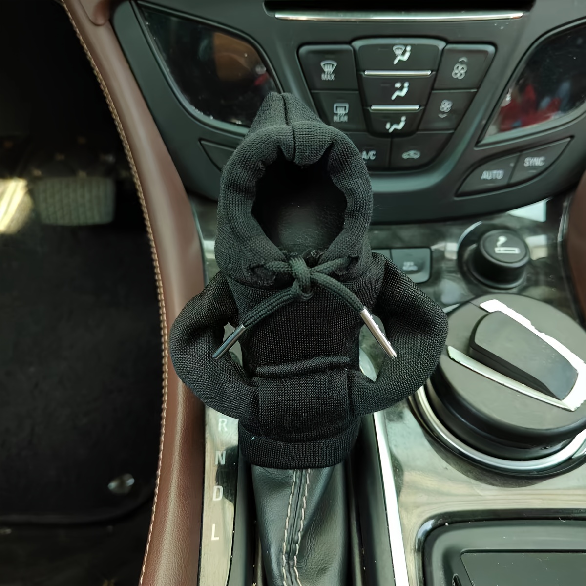 1pc Black Car Gear Handle Grip Cover, Handle Decoration Knob Hoodie  Handbrake Cover Gear Shift Knob Hoodie Cover