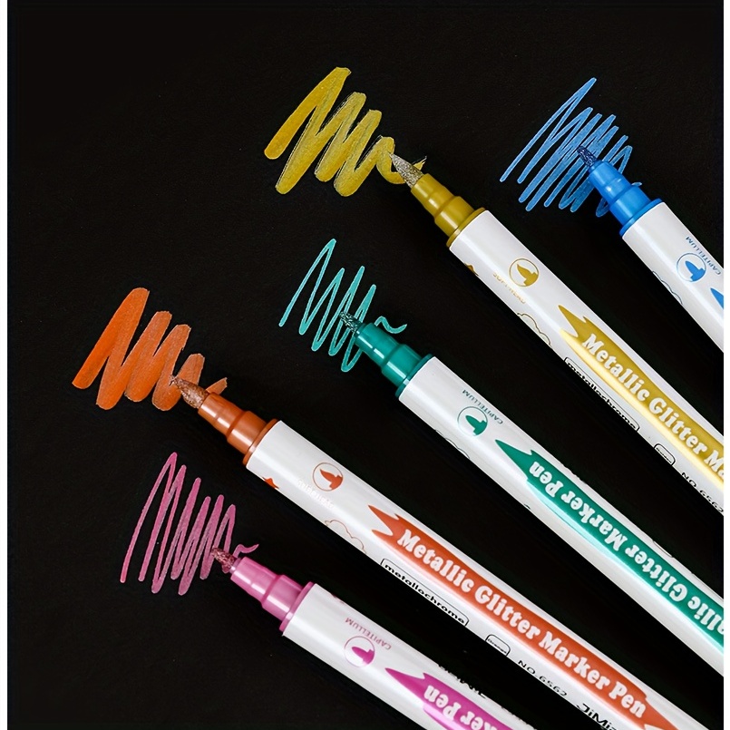 Multiple Colors Marker Pens Drawing Pens Metal Pens Double - Temu