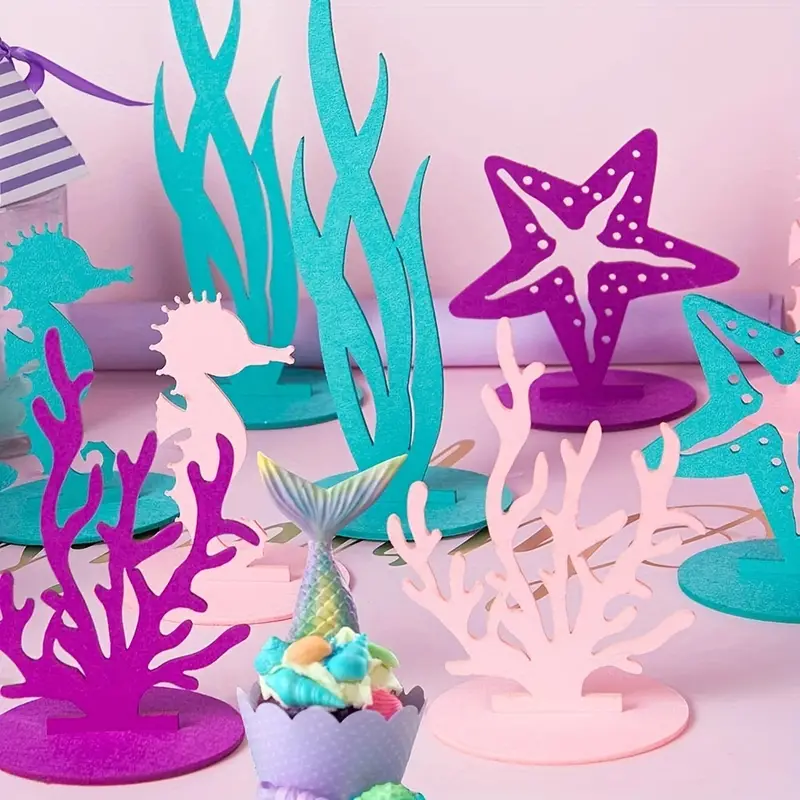 Ocean Theme Felt Decorations Seahorse Starfish Seagrass - Temu