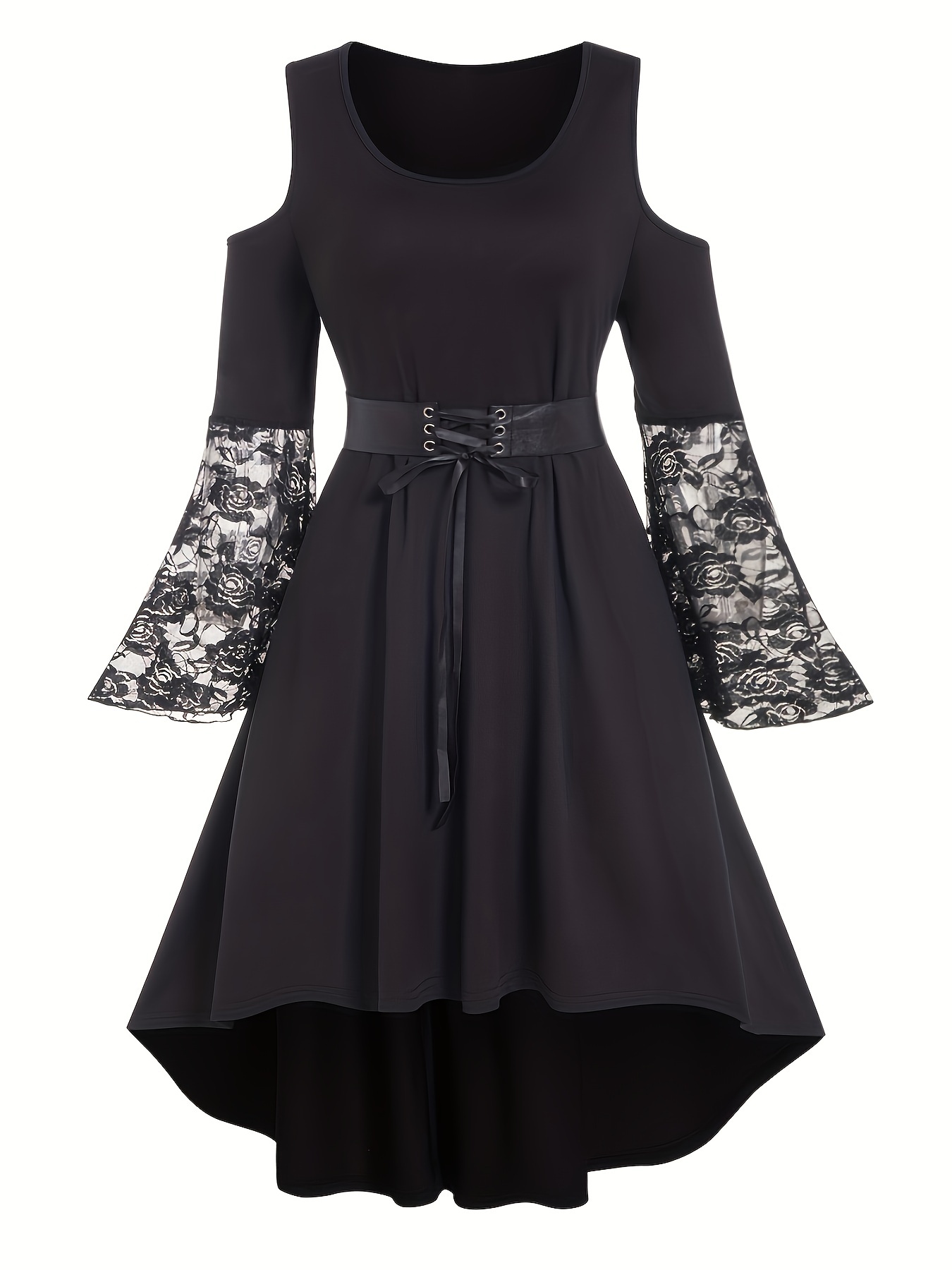 Plus Size Gothic Dress Women's Plus Contrast Lace Grommet - Temu