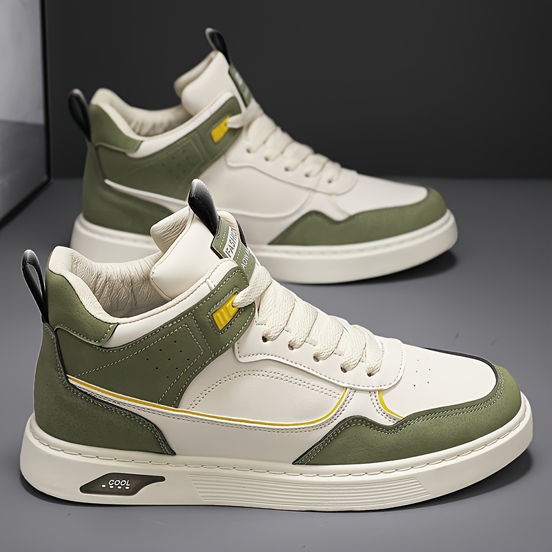 Zapatillas Casuales de Caña Alta para Hombre - Transpirables, Suela Gruesa, Zapatos de Skate con Cordones y Diseño a Rayas para Todas las Estaciones