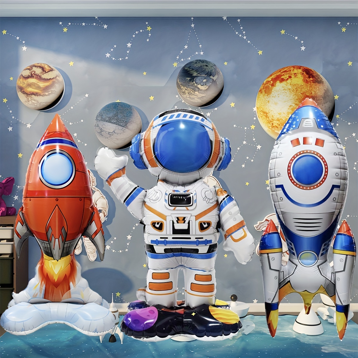 Two the Moon - Bolsas de regalo para fiesta de cumpleaños de astronauta,  bolsas con asas para el espacio exterior, bolsas de dulces para hombre