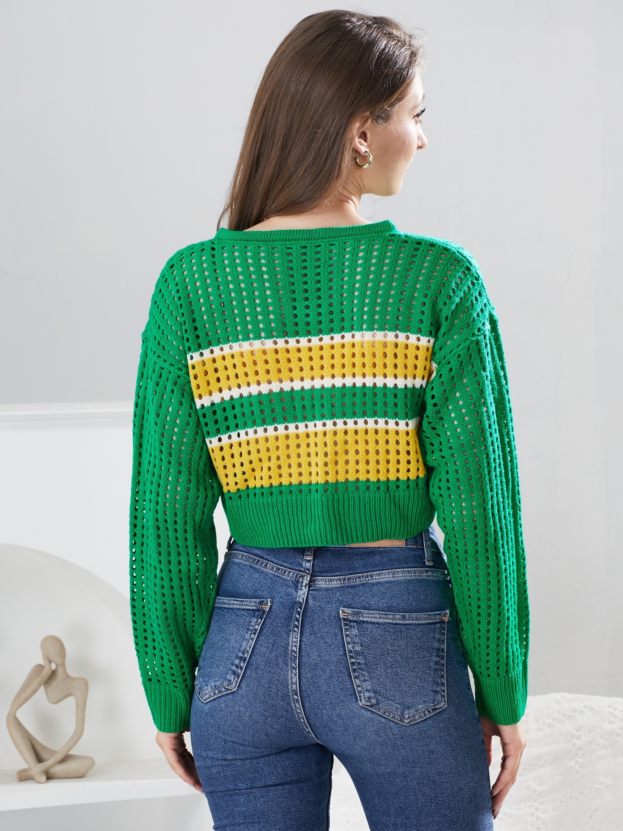 Color block outlet crop sweater