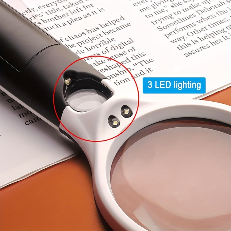 1pc Lighting Magnifying Glass,LED Lighting Magnifying Glass For Seniors,  Replaceable With 3 Different Magnification Lenses