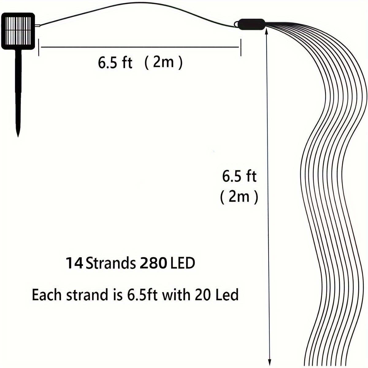 1pc 280 led solar string lights 8 mode waterproof solar vine lights outdoor decorative waterfall lights for christmas decoration included 2m lead wire details 2