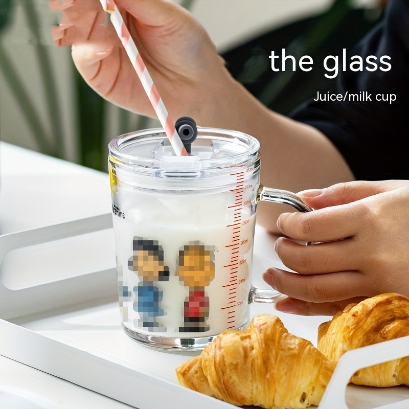 Cute Cartoon Glass Water Cup With Lid, Straw, And Handle - Heat Resistant  Drinking Cup For Summer And Winter - Perfect For Home And Kitchen Use - Temu