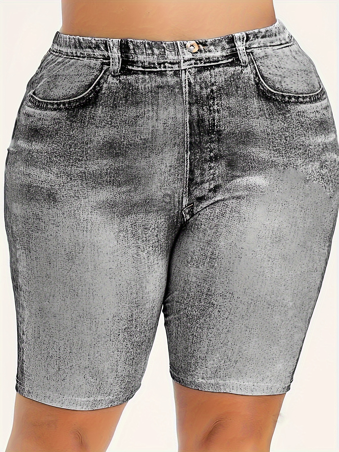 Gradient Denim Yoga Sports Shorts For Women