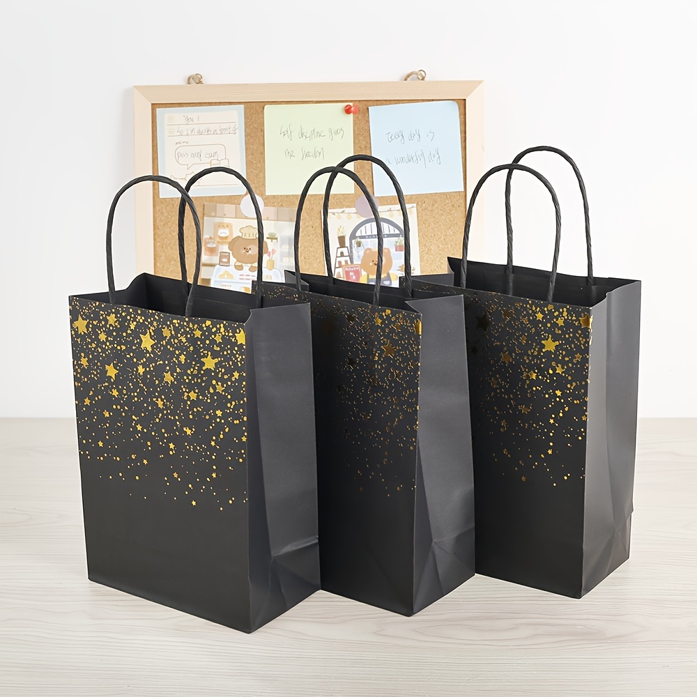 Black Golden Gift Bags Kraft Paper Party Favor Bags With - Temu