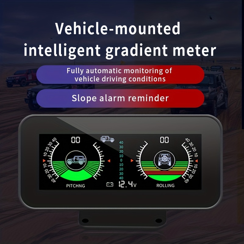 HUD Inclinometer Meter Tilt Pitch Angle Inclinometro Auto HUD Intelligent  Slope Gauge Voltage Alarm off Road 4x4 Accessories